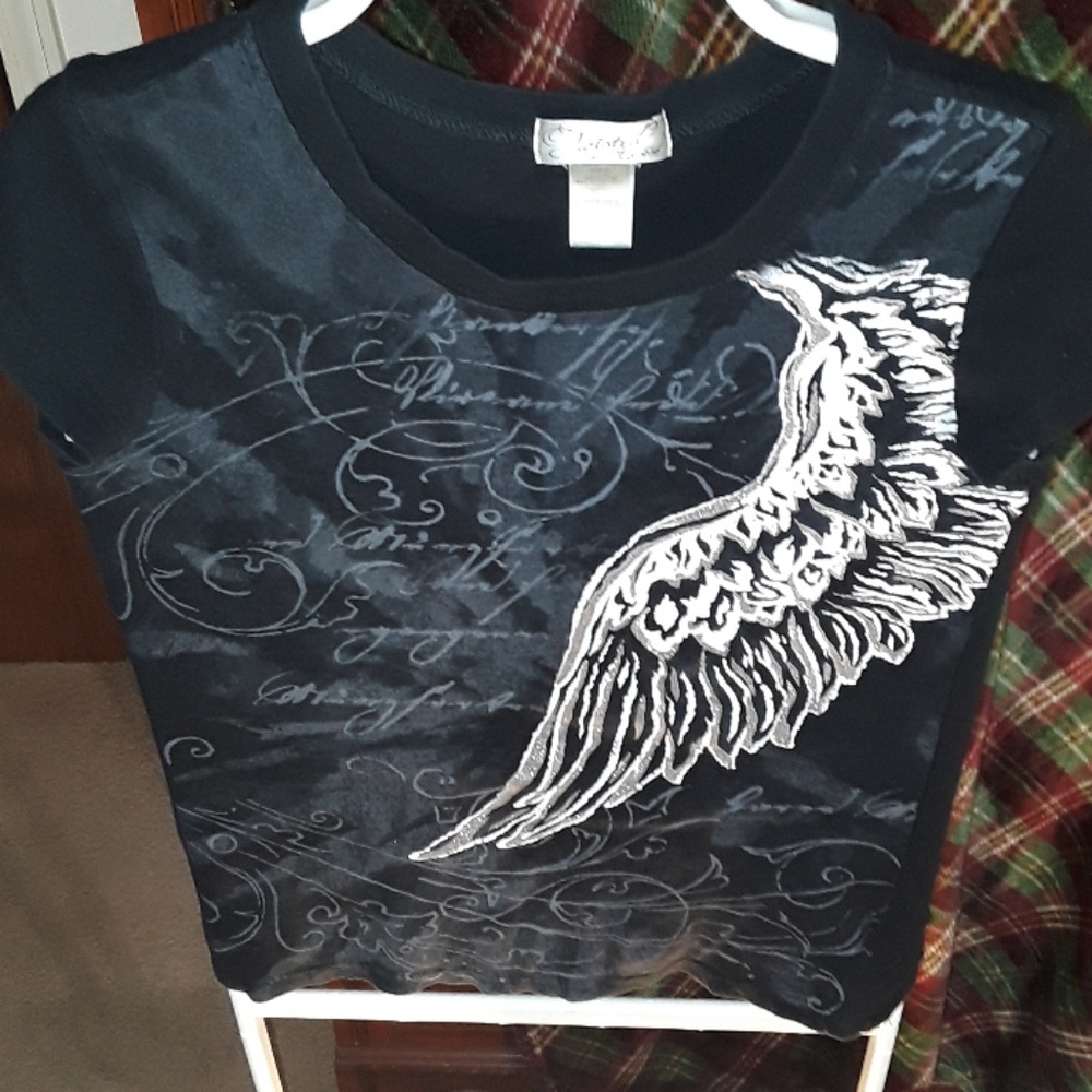 Twisted Courtesy  black shirt with bird and writin